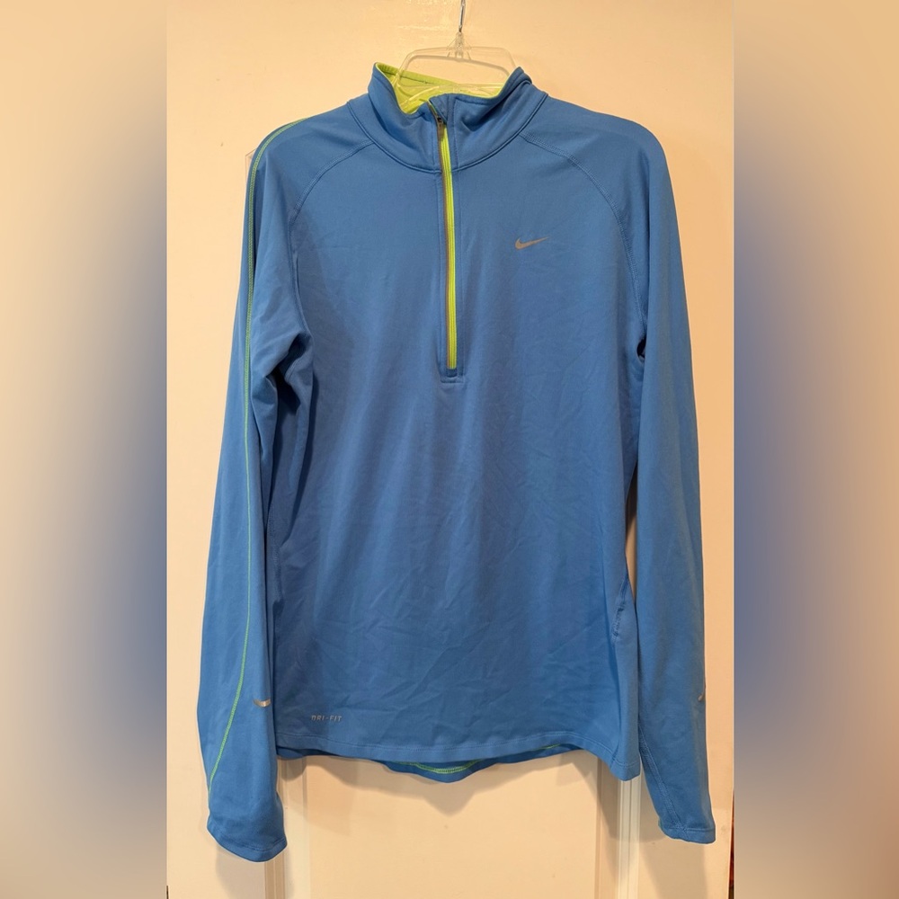 Nike Blue Women’s Half-Zip Performance Pullover with Lime Accents